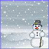 winter animation photo: Snowman  - animation Snowscenewithsnowman-animation.gif
