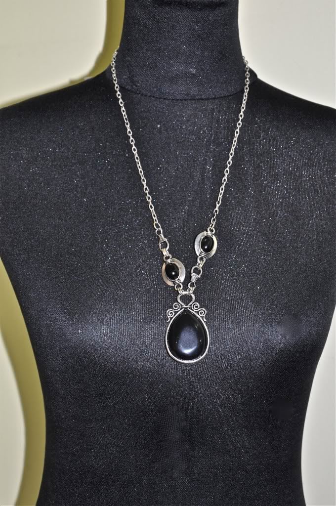 silver with black pendant necklace