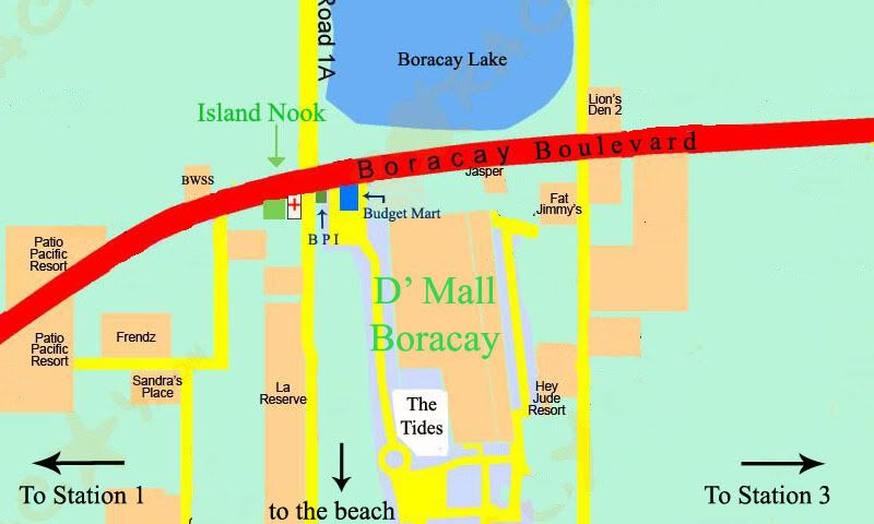 boracay lodging: island nook map
