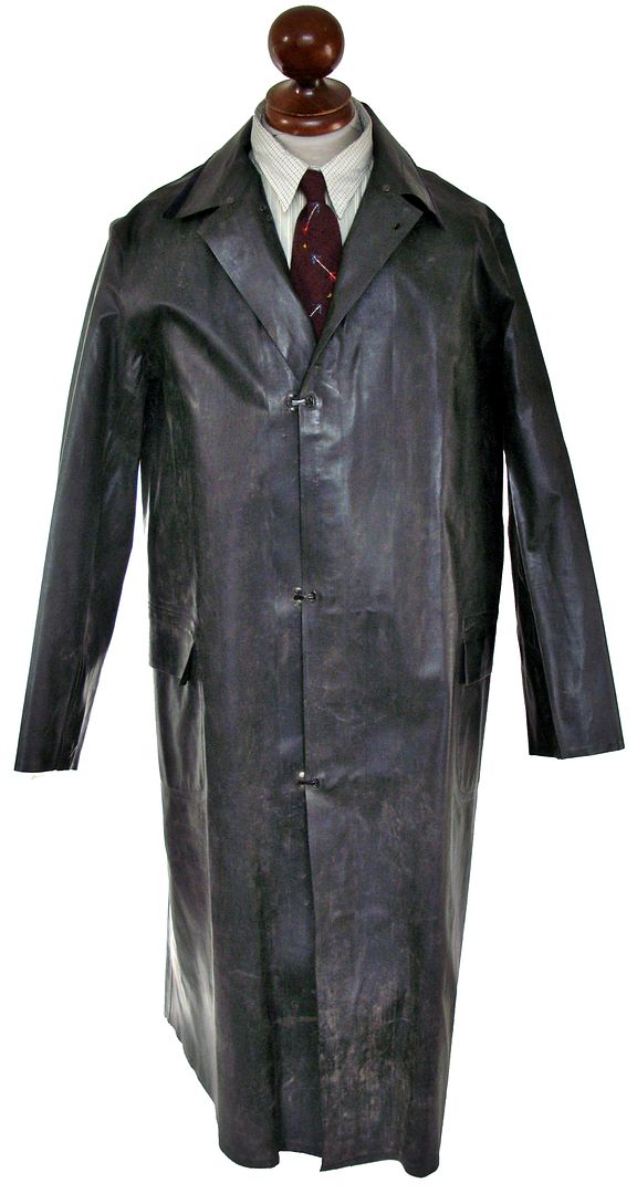 Vintage 1930s black rubber raincoat men's overcoat coat size 40 Sears ...