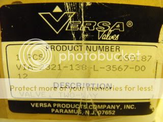 VERSA SERIES V PNEUMATIC VALVE 2 WAY P# VIA 2321 138  